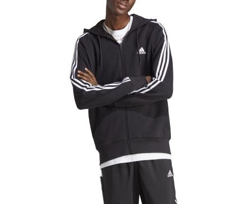 Adidas - Felpa con cappuccio Essentials French Terry 3-Stripes Full-Zip