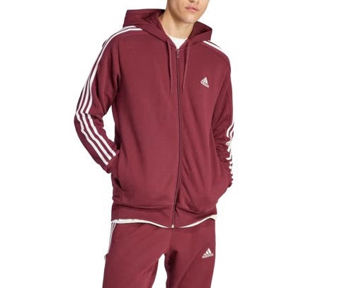 Adidas - Felpa con cappuccio Essentials French Terry 3-Stripes Full-Zip